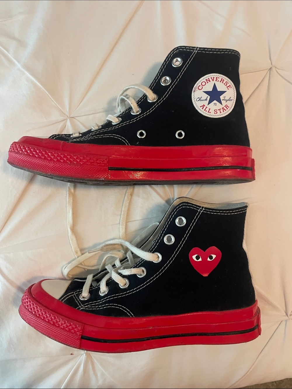 Converse with Comme De Garçons with high top black Red Sole
